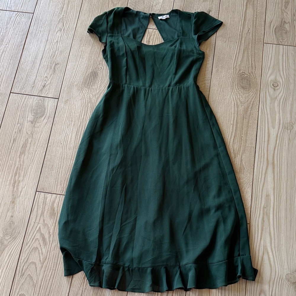 Dark Green Women's Fit-and-Flare Dress